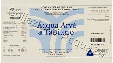 Acqua Arv di Tabiano (analisi 1999) Nat 0,94 L