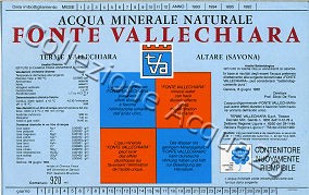 Fonte Vallechiara (analisi 1988) -Tipografia Eurostampa - fondo azzurro - VE Nat 0,92 L   [130909]